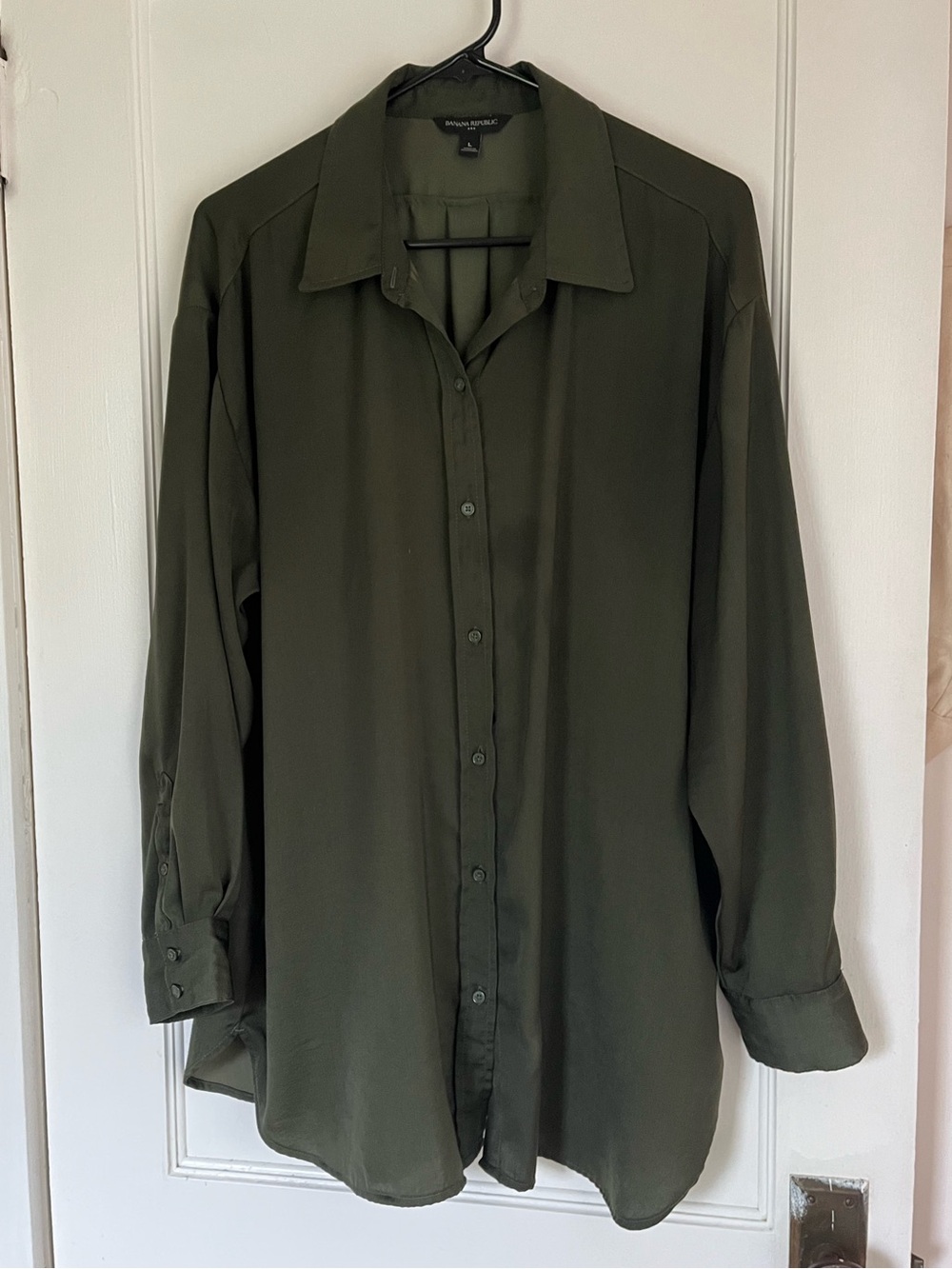 Long-Sleeve Button-Down in Olive